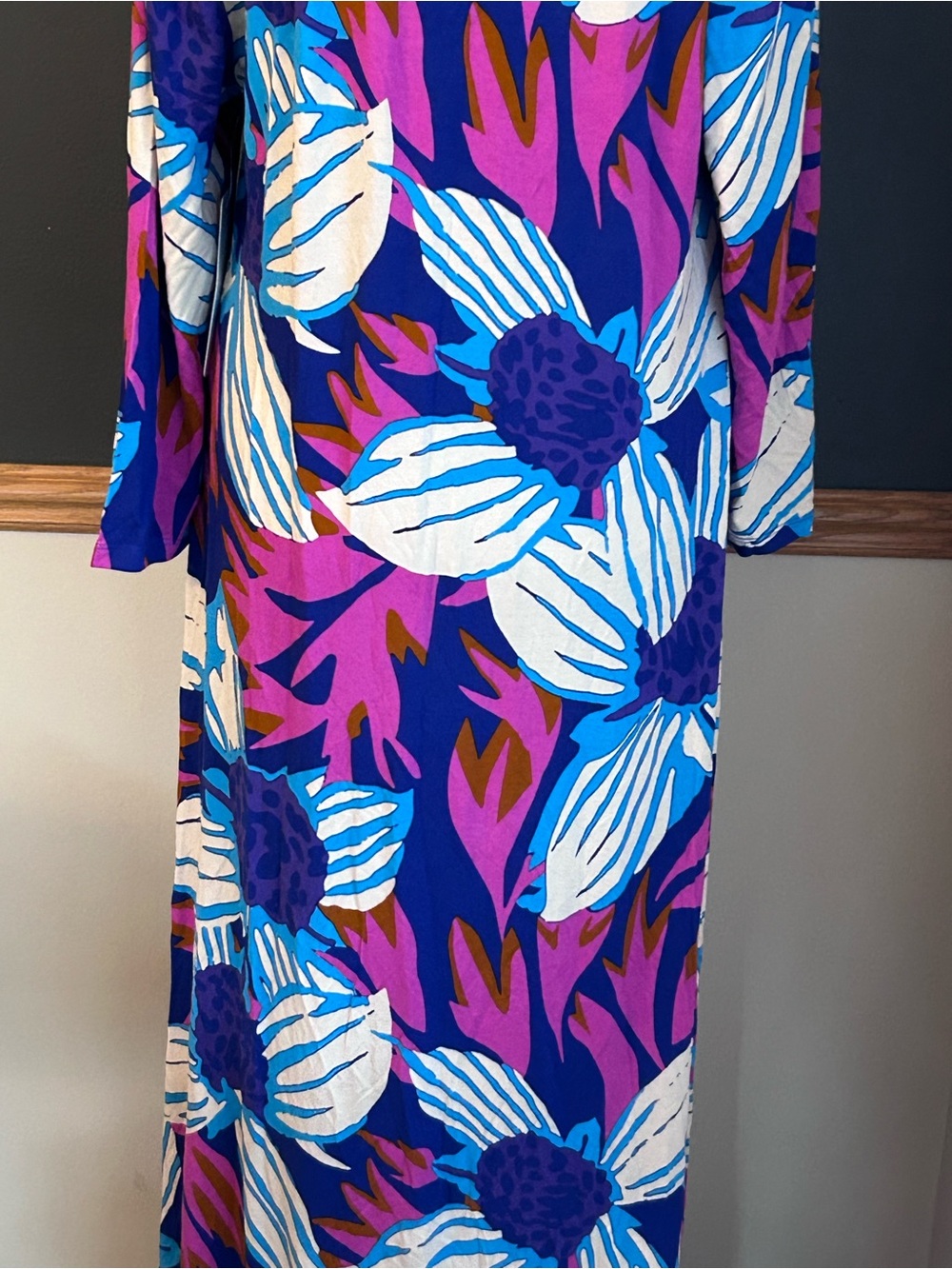 NWT $130 Soft Surroundings Serena Maxi Dress Nazarene Blue Multi Size Large - Picture 8 of 13